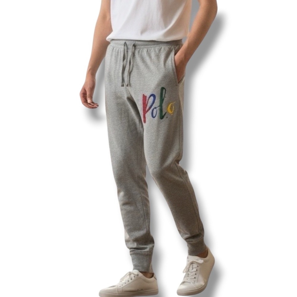 Polo Ralph Lauren Men's Jogger Pajama Pants Grey Script Logo Large L